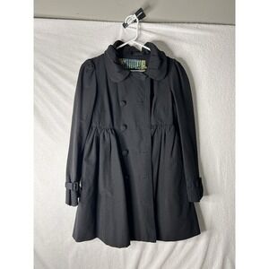 Black Ruffle Collar Coat Medium formal black tie fall Women's Jacket Cute Coat!